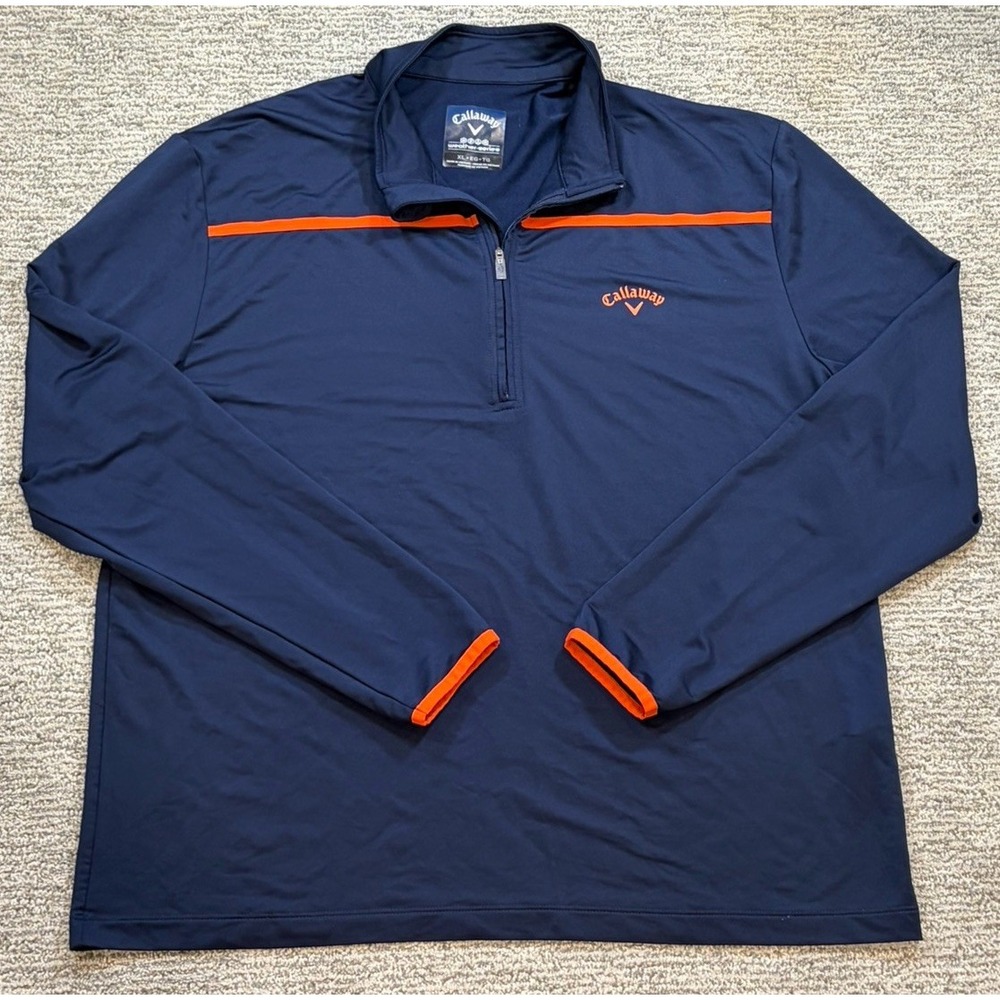 Callaway Mens Sweatshirt Sweater XL Blue‎ 1/4 Zip Weather Series Pullover Golf